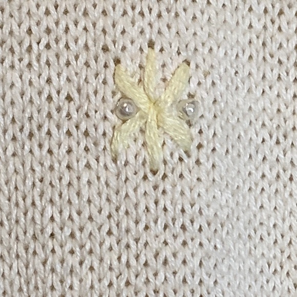 Quacker Factory 1X Ivory Embroidered Cardigan Sweater Embellished Mittens Angel - Picture 7 of 13